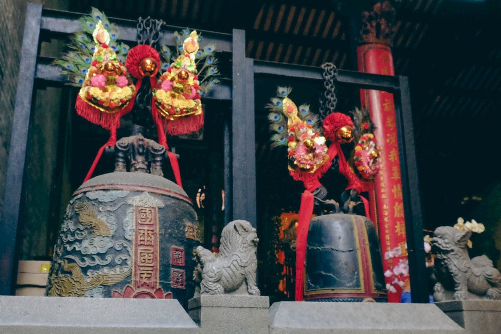 These bronze bells sat quietly in the Temple’s corner 